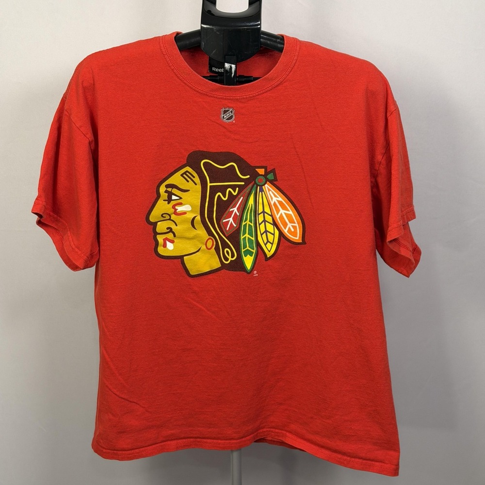 Chicago Blackhawks Shirt Mens Large‎ Red NHL Hockey Reebok Sharp 10 Graphic Tee